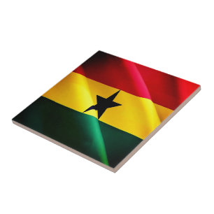 zGH002 GHANA, Wave Flagga, Afrika Kakelplatta