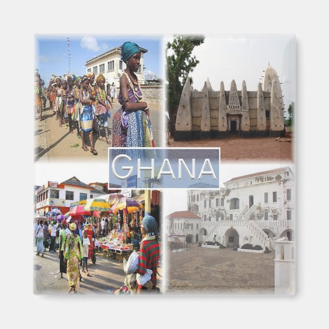 zGH008 GHANA, Mosaic, Afrika, Fridge Magnet (Framsidan)