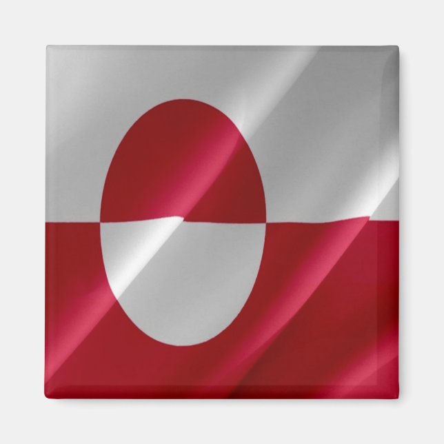 zGL002 GREENLAND, Wave Flagga, Amerika, Fridge Magnet (Framsidan)