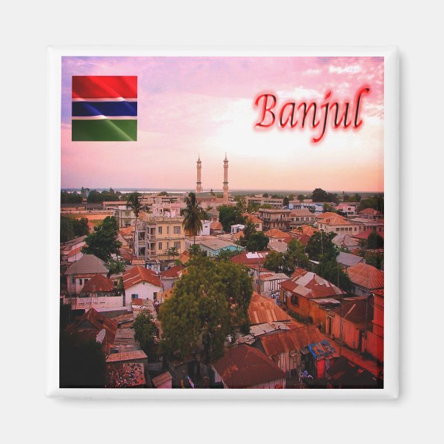 zGM005 BANJUL, Gambia, Afrika, Fridge Magnet (Framsidan)