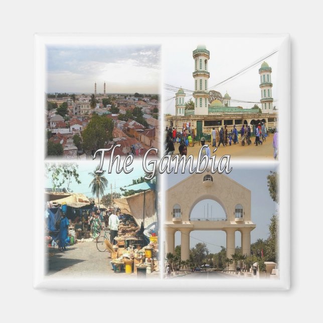 zGM009 GAMBIA, Mosaic, Afrika, Fridge Magnet (Framsidan)