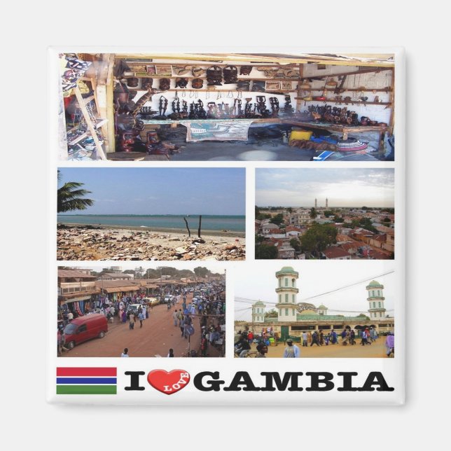 zGM010 GAMBIA I Kärlek, Mosaic, Afrika, Fridge Magnet (Framsidan)