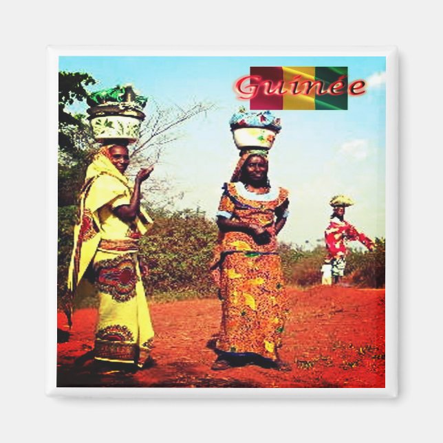 zGN007 GUINEA, Fula Kvinnor, Afrika, Kylskåp Magnet (Framsidan)