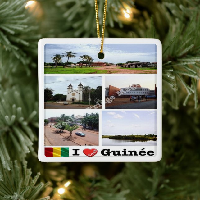 zGN010 GUINEA I Kärlek, Mosaic, Afrika Julgransprydnad Keramik (Träd)