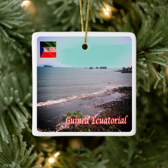 zGQ005 EQUATORIAL GUINEA, Panorama, Afrika Julgransprydnad Keramik (Träd)