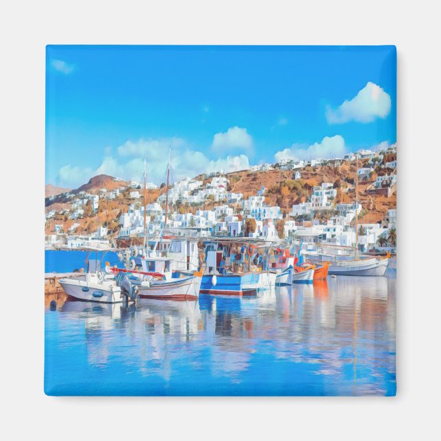 zGR014 MYKONOS - Fiskefartyg - Grekland - Fridge Magnet (Framsidan)