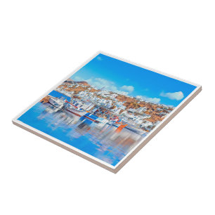 zGR014 MYKONOS - Fiskefartyg, Grekland Kakelplatta