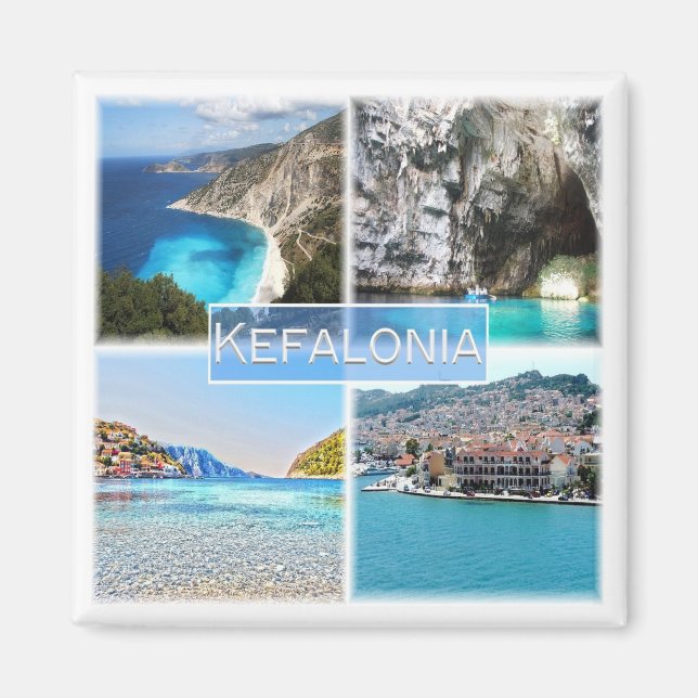 zGR023 KEFALONIA, Grekland, Europa, Frankrike Magnet (Framsidan)