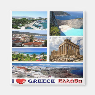 zGR026 GREKLAND ’I Kärlek’, Mosaic, Fridge Magnet