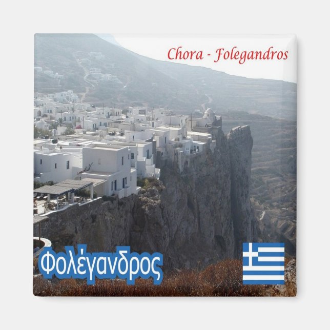 zGR027 FOLEGANDROS, Grekland, Frankrike Magnet (Framsidan)