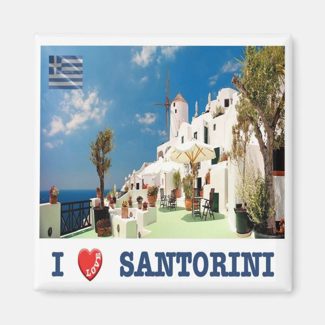 zGR031 SANTORINI I Kärlek, Oia, Grekland, Fridge Magnet (Framsidan)