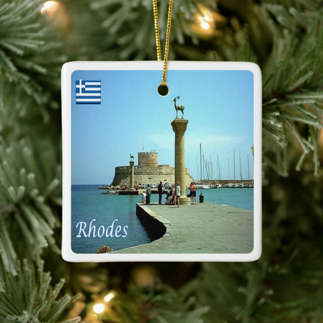 zGR039 RHODES, Grekland Julgransprydnad Keramik (Träd)