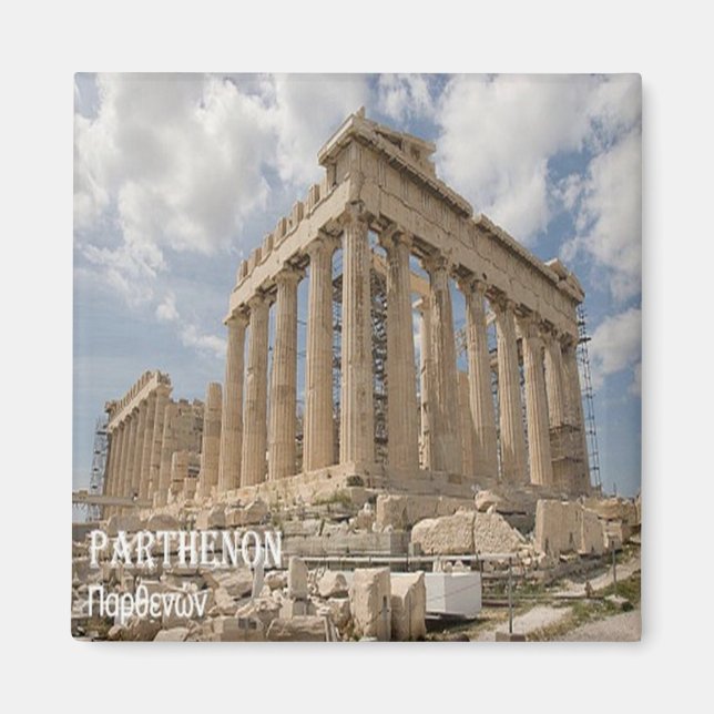 zGR042 PARTHENON, Grekland, Frankrike Magnet (Framsidan)