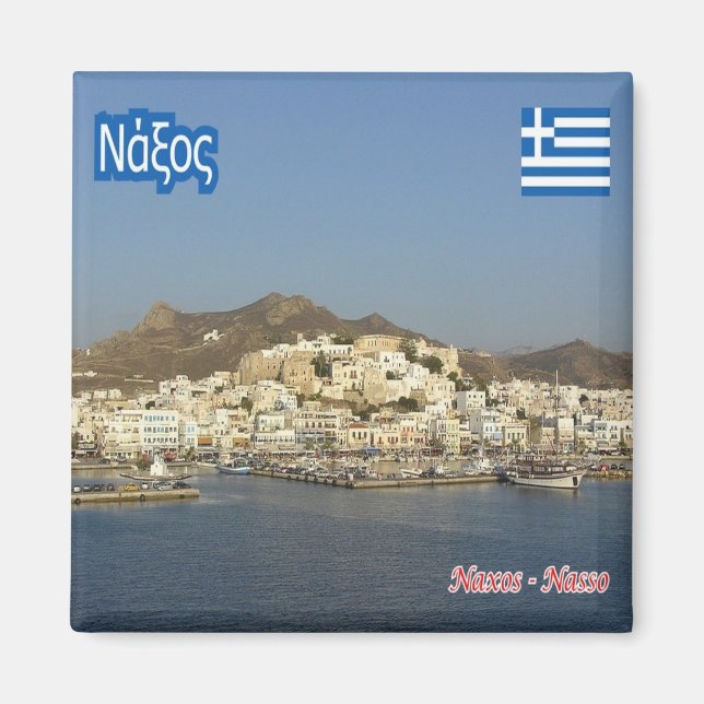 zGR047 NAXOS, Grekland, Frankrike Magnet (Framsidan)