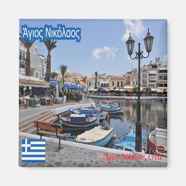 zGR063 CRETA Agios Nikolaos, Grekland, Frankrike Magnet (Framsidan)