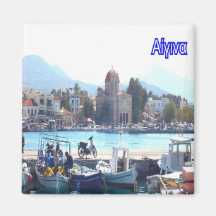 zGR068 AEGINA-hamn, Grekland, Fridge Magnet