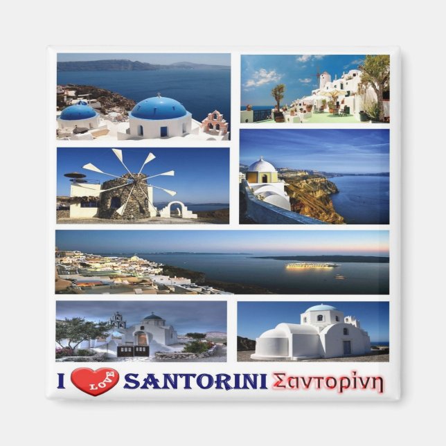 zGR069 SANTORINI I Kärlek, Grekland, Fridge Magnet (Framsidan)