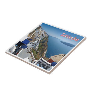 zGR074 SANTORINI Thera, Firai, Grekland Kakelplatta