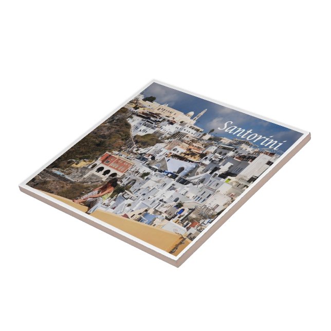 zGR075 SANTORINI Thera, Grekland Kakelplatta (Sidan)