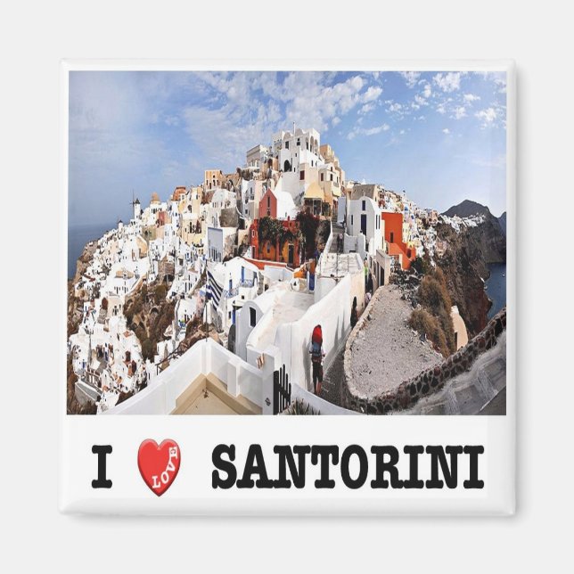 zGR085 SANTORINI I Kärlek Oia, Grekland, Fridge Magnet (Framsidan)