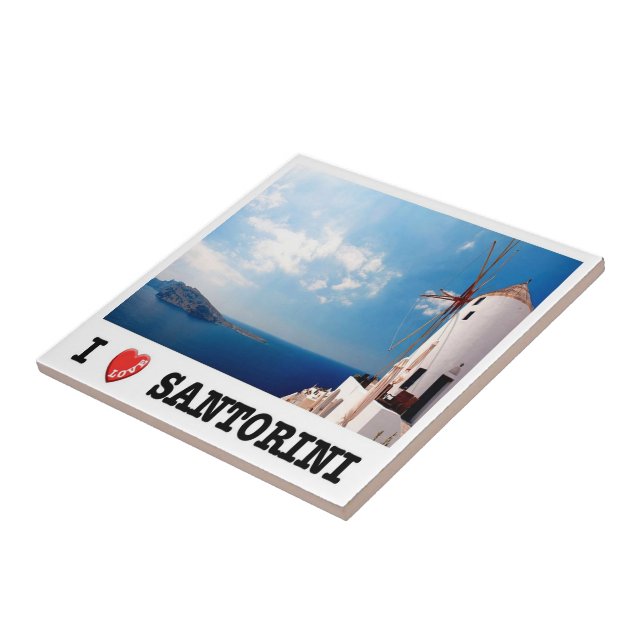 zGR086 SANTORINI, I Kärlek, Grekland Kakelplatta (Sidan)