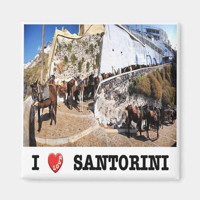 zGR087 SANTORINI I Kärlek, Grekland, Fridge Magnet (Framsidan)