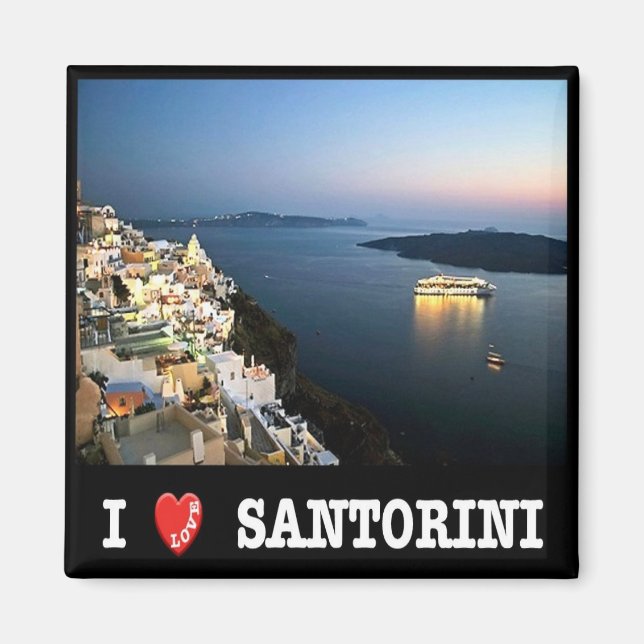 zGR088 SANTORINI Jag älskar, Grekland, Kylskåp Magnet (Framsidan)