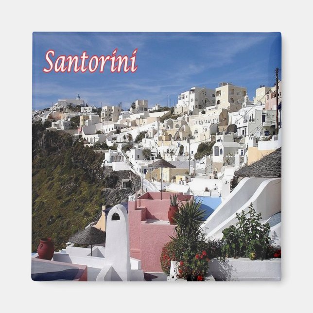 zGR089 SANTORINI Firostefani, Grekland, Fridge Magnet (Framsidan)