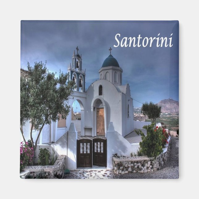 zGR092 SANTORINI Church All Saints, Grekland Magnet (Framsidan)