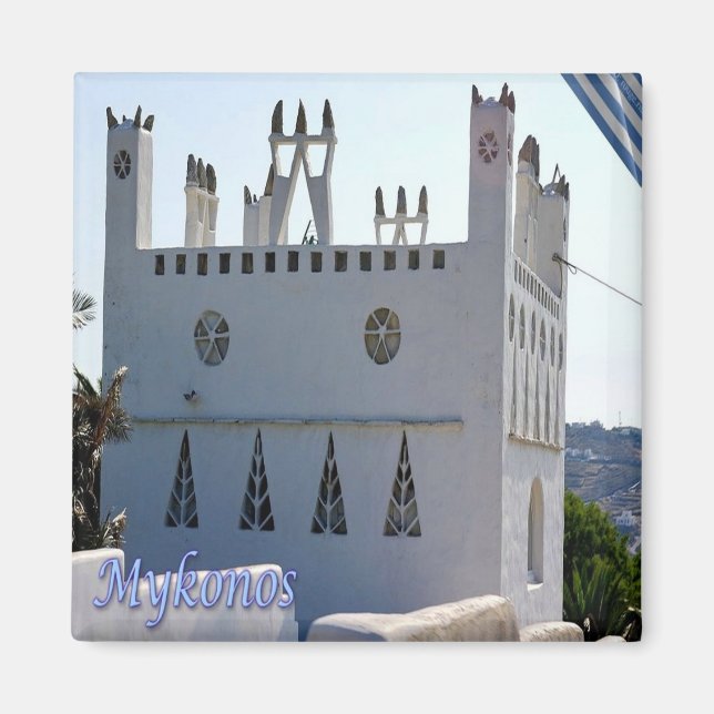zGR098 MYKONOS, Taubenturmteco, Grekland, Fridge Magnet (Framsidan)