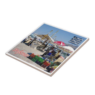 zGR102 MYKONOS, Hamnmarknaden, Grekland Kakelplatta