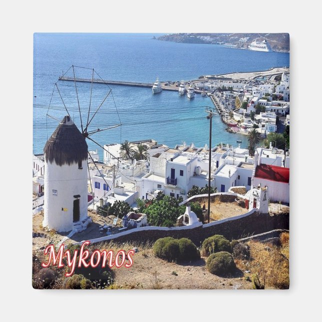 zGR103 MYKONOS - Panorama - Grekland - Fridge Magn Magnet (Framsidan)