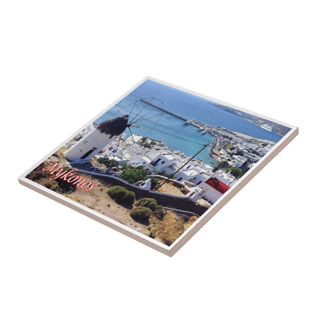 zGR103 MYKONOS Panorama, Grekland Kakelplatta (Sidan)
