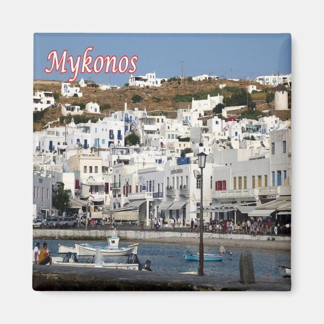 zGR104 MYKONOS - Panorama City - Grekland - Fridge Magnet (Framsidan)