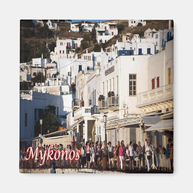 zGR105 MYKONOS Panorama, Grekland, Frankrike Magnet (Framsidan)