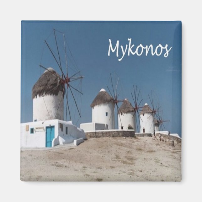 zGR109 MYKONOS, Windmills, Grekland, Fridge Magnet (Framsidan)