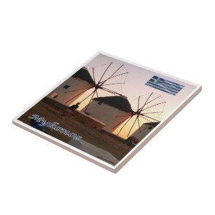 zGR110 MYKONOS, Windmills, Grekland Kakelplatta