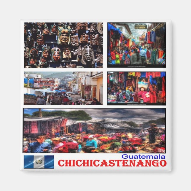 zGT003 CHICHICASTENANGO, Mosaic, Guatemala, Fridge Magnet (Framsidan)