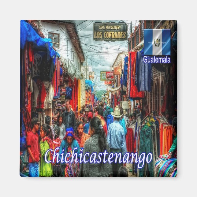 zGT005 CHICHICASTENANGO, Guatemala, Fridge Magnet (Framsidan)