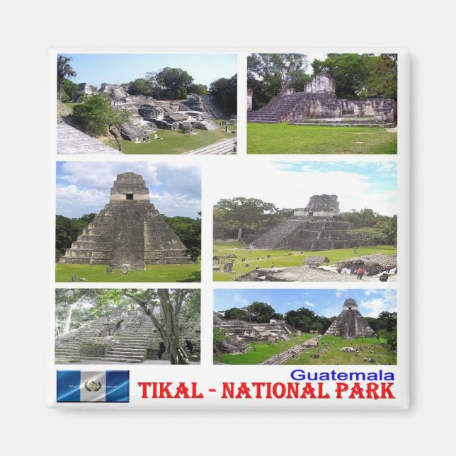 zGT009 TIKAL NV Mosaic, Guatemala, Fridge Magnet (Framsidan)