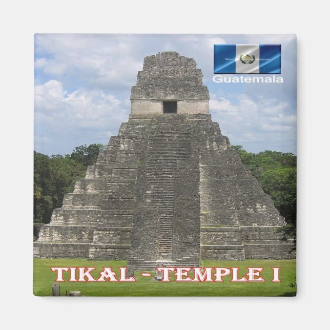 zGT010 TIKAL N.P. Temple I, Guatemala, Fridge Magnet (Framsidan)