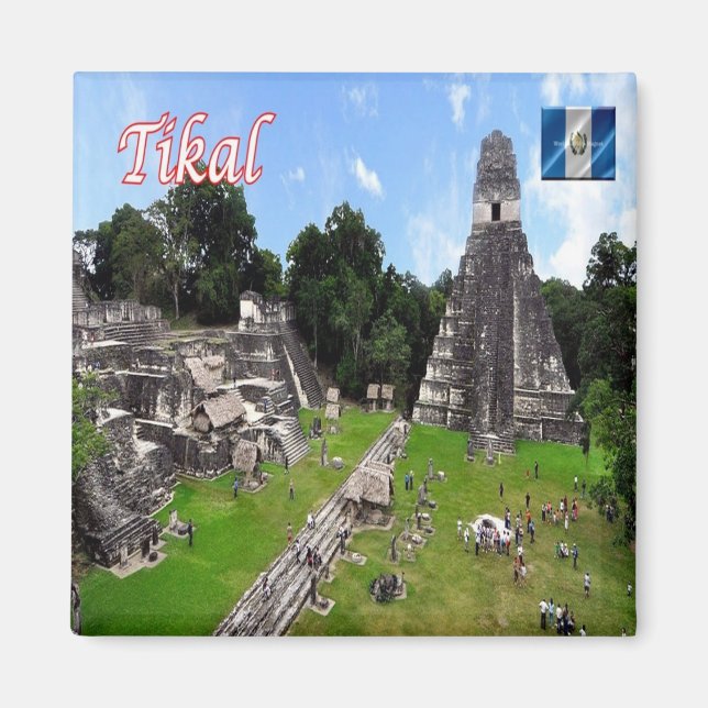 zGT014 TIKAL MAYAN RUINS, Guatemala, Fridge Magnet (Framsidan)
