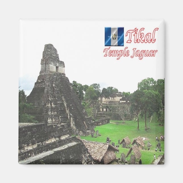 zGT015 TIKAL, Temple Jaguar, Guatemala, Fridge Magnet (Framsidan)