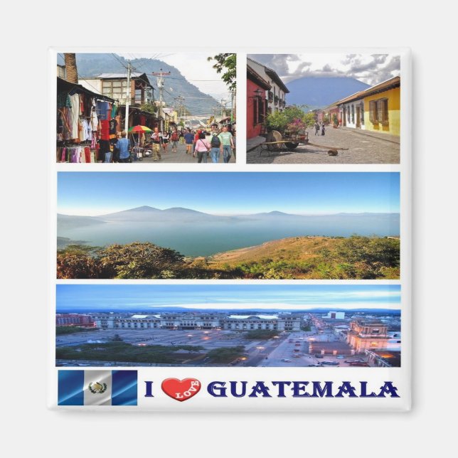 zGT017 GUATEMALA I Kärlek, Mosaic, Amerika, Fridge Magnet (Framsidan)