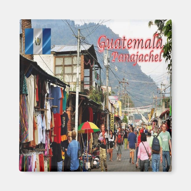 zGT018 GUATEMALA, Panajachel Market, Fridge Magnet (Framsidan)