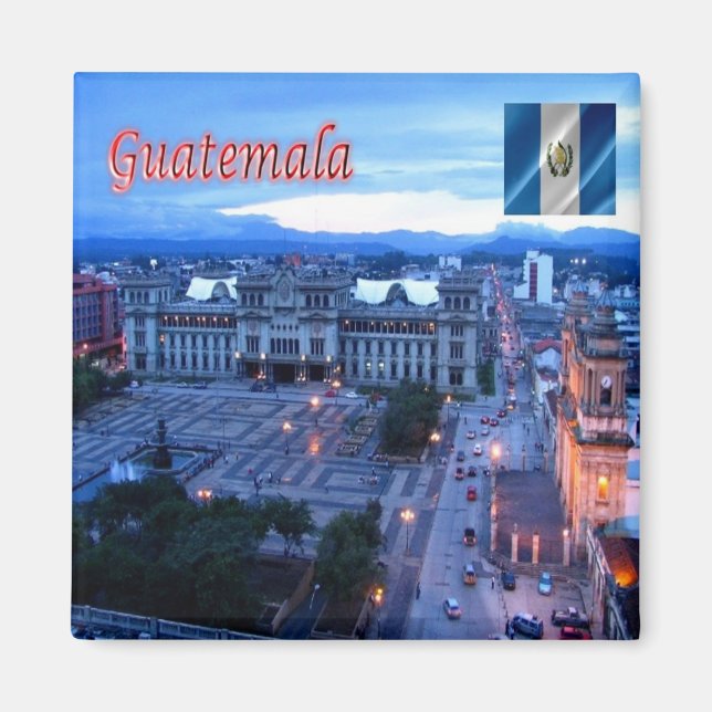 zGT024 GUATEMALA City, Central Park,Sunset, Fridge Magnet (Framsidan)
