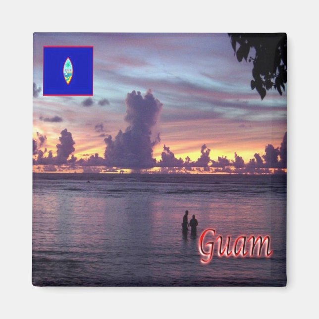 zGU010 GUAM Sunset, Oceania, Fridge Magnet (Framsidan)