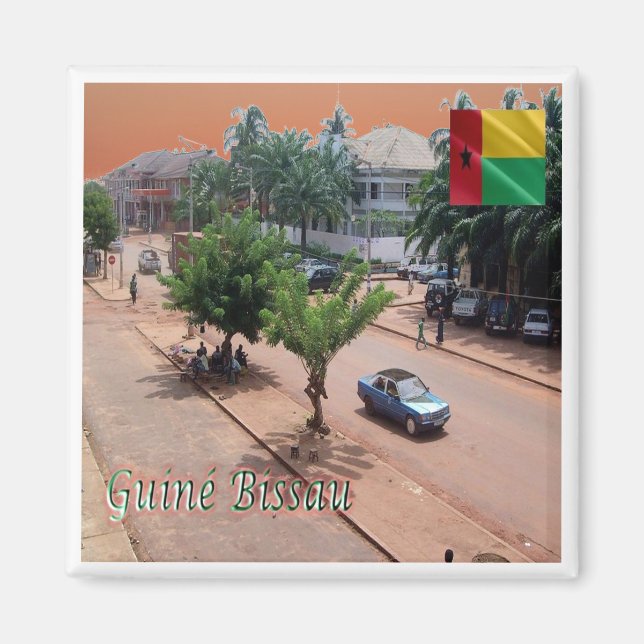 zGW003 BISSAU, Guinea Bissau, City Center, Fridge Magnet (Framsidan)