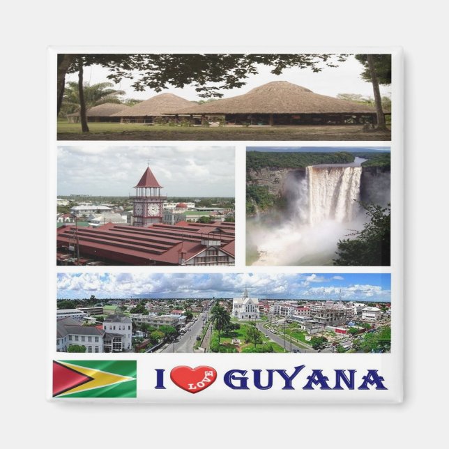 zGY004 GUYANA I Kärlek, Mosaic, Amerika, Fridge Magnet (Framsidan)