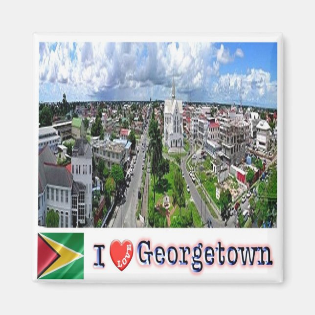zGY005 GEORGETOWN I Kärlek, Guyana, Fridge Magnet (Framsidan)